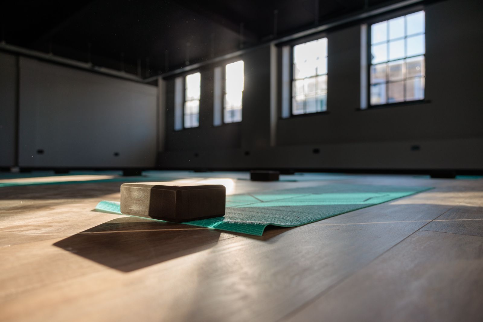 Studio 1 at BOH Studios with mirrors and mats laid out in the room