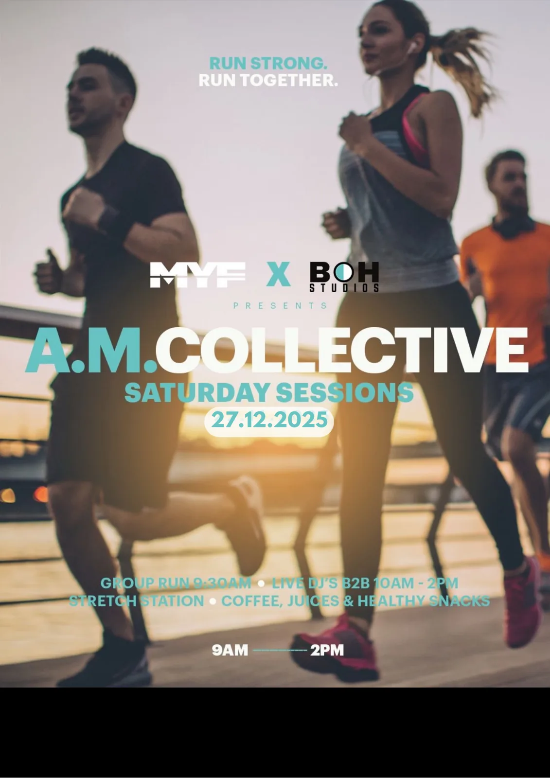 A.M Collective – Group Run. Stretch station. Coffee. House Music. Social.