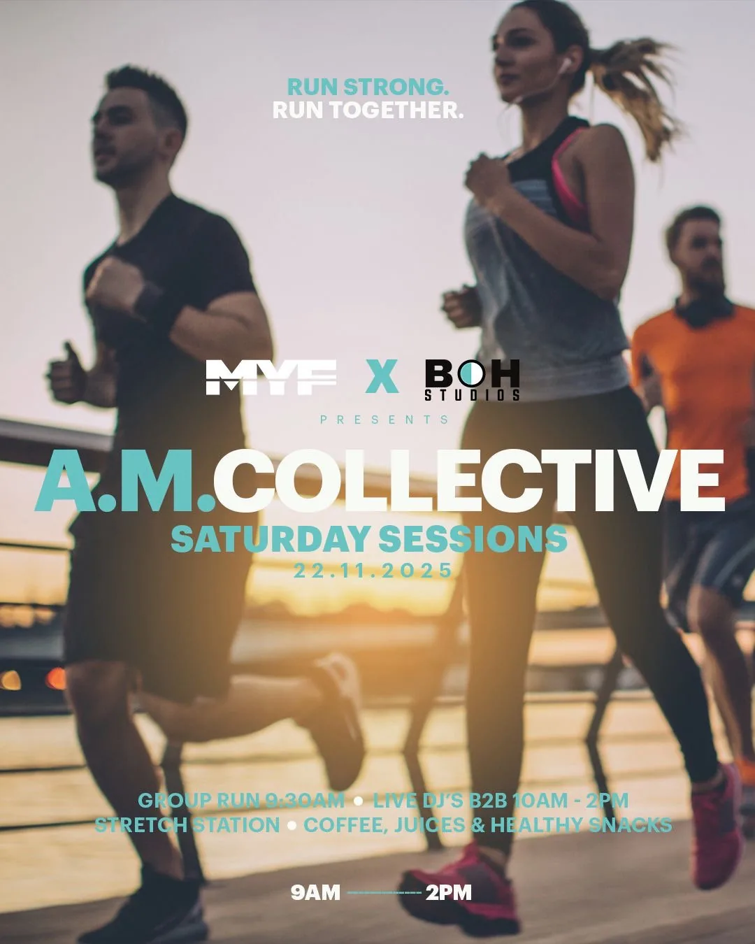 A.M Collective – Group Run. Stretch station. Coffee. House Music. Social.